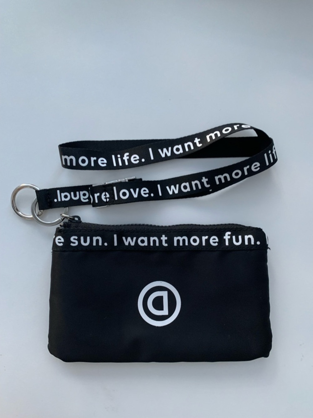 Desigual Black Wristlet Pouch with White Logo and Printed Strap